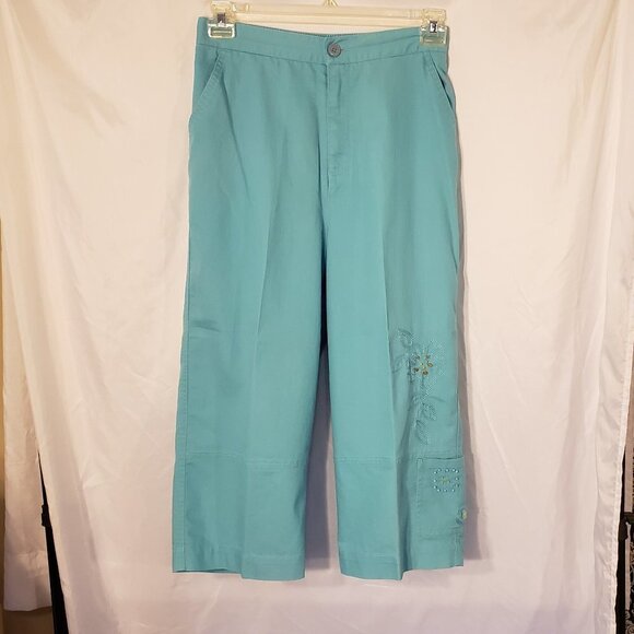 Ladies KORET Capris w/Beading Detail on Leg in Light Blue - 10 - Picture 1 of 4